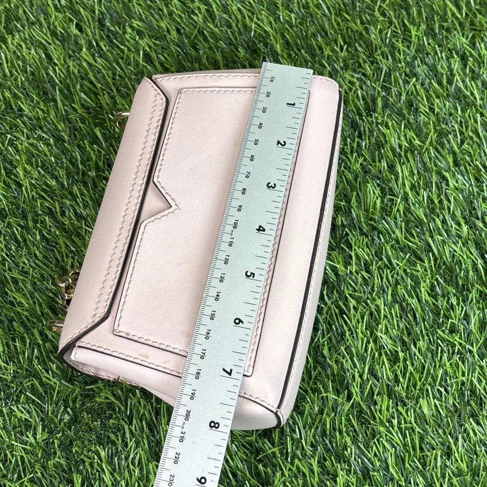 Michael Kors Pale Pink Leather Chain Clutch‎ Coquette Gold Hardware